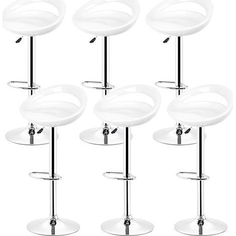 Aqrau Lot de 6 tabourets de bar,Hauteur réglable - Blanc - Style contemporain