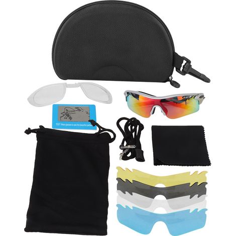 Ortviai Lunettes de vélo polarisées pour cyclisme et sports outdoor – Monture ergonomique en TR, verres PC anti-UV et antichocs (Argent/Noir), lunettes de protection (1/5)