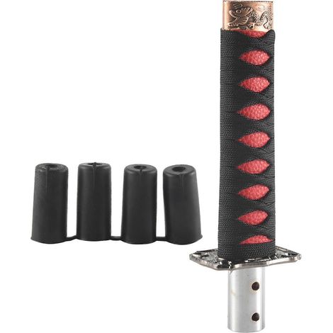 Universeller Schaltknauf aus schwarzem und rotem Metall im Katana-Stil, 15 cm, inspiriert von Samurai-Schwertern. (1/5)