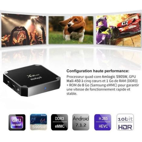 X96mini TV Box Android 7.1 4 Go RAM DDR3, 32 Go eMMC, Amlogic S905W, 4K HDR, Wi‑Fi (1/4)