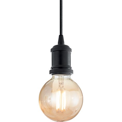Sospensione Rustica-Country Frida Metallo Nero 1 Luce E27 (1/3)