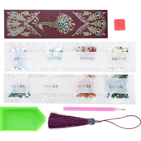 Rhinestone Painting Bookmark DIY Rhinestones Beaded Bookmarks with Tassel Craft Gift (1/5)