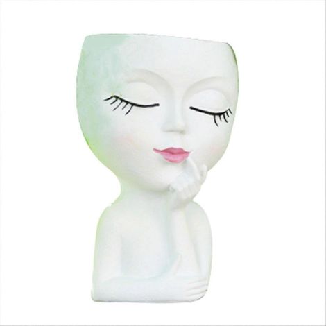 Mignon pot de fleurs tête pot de fleurs visage pour plantes d intérieur blanc (1/5)