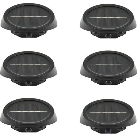 Lot de 6 Éclairage extérieur LED solaire pour clôture, 3 lampes LED pour clôture (décoration), Applique murale à économie d'énergie, Lumière blanche (1/5)