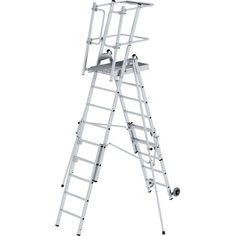 MUNK Plattformleiter FlexxStep 6 Sprossen mit Teleskopaufsatz plus 3 Sprossen