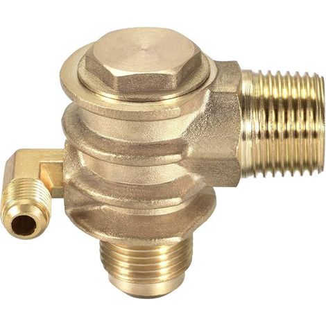 Clapet anti-retour pour compresseur d'air, filetages mâles G1/2 x 3/4"-16 UNF x M10, raccord pneumatique 3 voies, laiton (1/4)