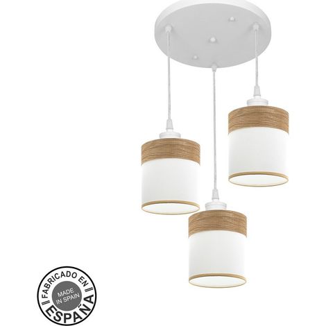 Plafon Cloe 3xe27 Blanco/blanca-madera Clara Regx42x42 cm