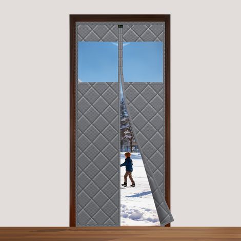 Rideau de porte magnétique - 90 x 200 cm - Protection contre le froid - Imperméable - Coupe-vent - Économie d'énergie - Avec fenêtre (1/5)