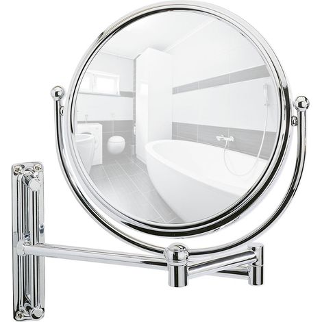 Wenko – Miroir grossissant mural 19 cm – Double face 5x – Bras télescopique 48 cm – Fixation murale incluse – Pour maquillage précis (1/4)
