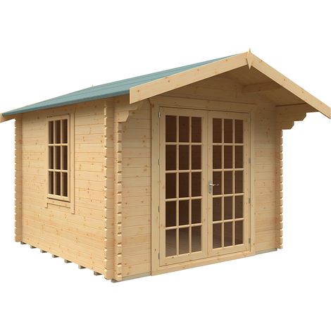 10x10w The Lotherton Plus 44mm Cabin - L295 x W295 x H261.6 cm - Solid Wood/Softwood/Pine - Natural