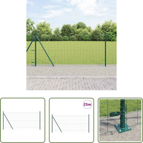 Terrassenzaun - Zaun mit Pfosten Grün 0,8 x 25 m Stahl (1/5)