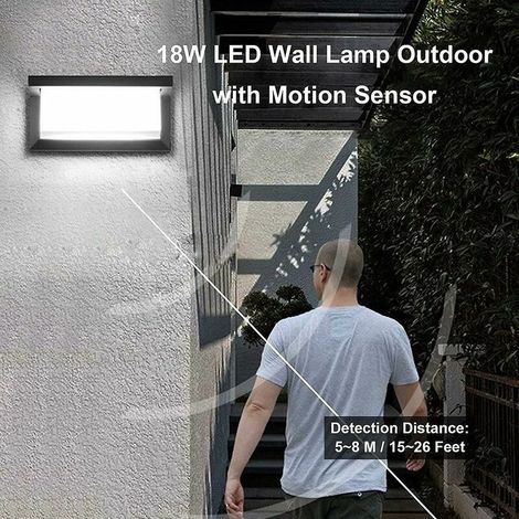 VURAHOME - Lampe murale led lampe d'extérieur avec capteur de mouvement Luminaire Ip65 imperméable à l'eau Éclairage décoratif en aluminium moderne pour le couloir du sentier de jardin (1/5)