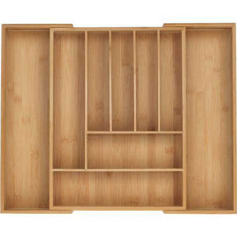 Cubertero extensible práctico 5 x 28-44,5 x 33,5 cm de bambú natural 130016619 (1/5)