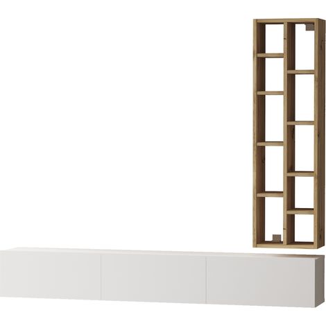 Mueble Para Tv Y Estantería Luvio 175 Cm Fieltro Blanco