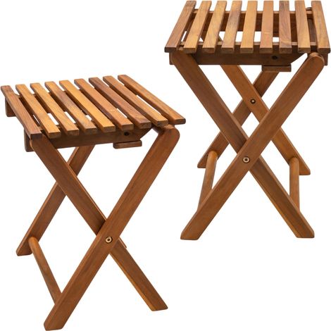 2er Set Klapphocker aus massivem Akazienholz mit geölter Oberfläche ca. 37 cm x 29 cm x 27 cm