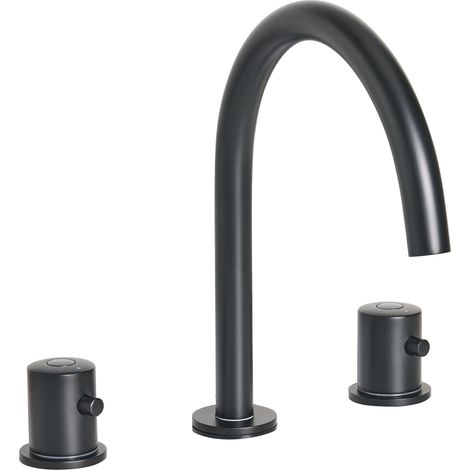 Grifo mezclador para lavabo de latón dos mandos accesorios de baño negro Pilcomayo
