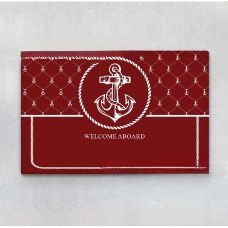 New Welcome Aboard Doormat 60x40cm - Welcome Rug Pattern 01 - Red