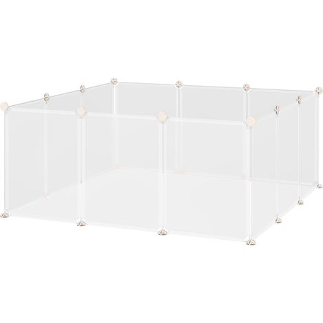 Parc à jeux à monter soi-même, enclos grillagé, barrière pour petits animaux, parc d'intérieur, 12 panneaux, blanc, métal, résine PP