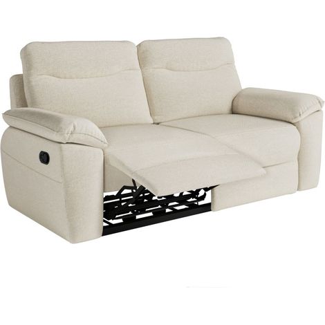 Loungitude – Canapé relax 3 places manuel en tissu beige – Confort ajustable – Fabrication européenne – Longueur 200 cm, profondeur 100 cm (1/5)