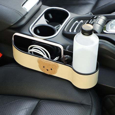 Auto-Organizer, robustes Bären-Design, multifunktionale Aufbewahrungsbox, Fach auf der Beifahrerseite, beige (1/5)