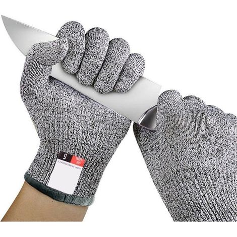 Gants Anti-Coupure - Niveau De Protection 5 - Fibres HPPE Et Fil D'Acier Inoxydable - Pour Cuisine, Menuiserie, Pêche, Jardinage - Taille S (1/5)
