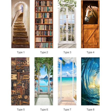 Autocollant Mural de porte 3D amovible, autocollant Mural auto-adhésif en vinyle, décor artistique pour la décoration de la maison