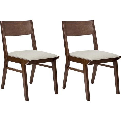 Set di 2 sedie da pranzo in tessuto beige senza braccioli Struttura in legno scuro Enola