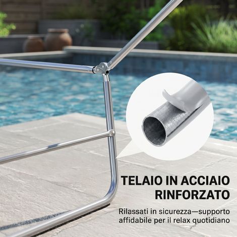 Transat Pliable 182x56x24,5cm avec Coussin, Chaise Longue Réglable pour Bronzer (1/5)