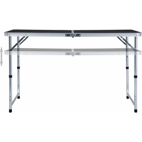 vidaXL Mesa de camping plegable aluminio gris 120x60 cm (1/2)