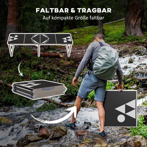 Table de camping pliante aluminium noire réglable en hauteur 240x60x54/62/70 cm légère (1/4)