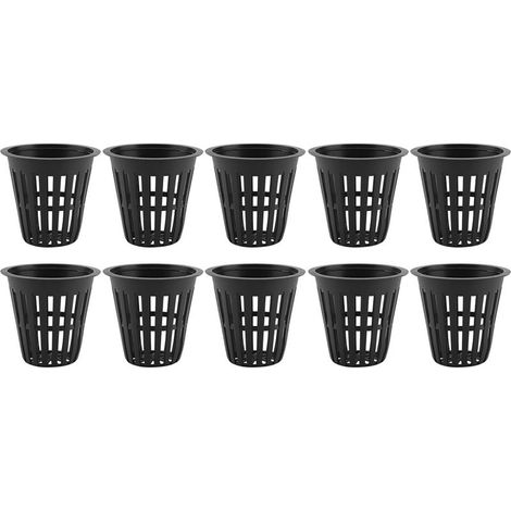 Lot de 10 paniers hydroponiques en plastique durable et sûr pour la culture en jardin ou balcon (noir) (1/5)