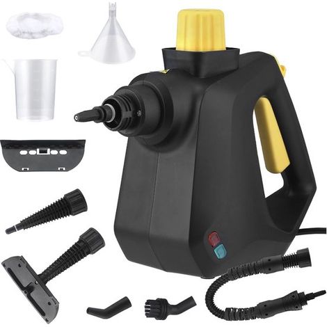 Pulitore a vapore per uso domestico, 350 ml, multifunzione con 9 accessori, manuale di istruzioni, per mobili imbottiti, finestre e grasso. (1/5)