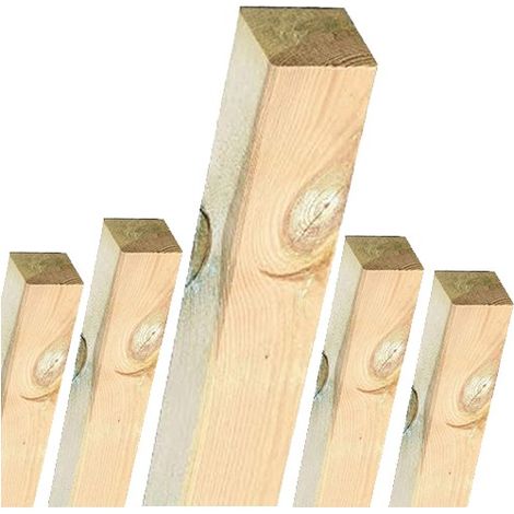 Set di 5 Palo quadrato in legno 9x9x100 cm Tutor di Pine Wood senza punta Pali per recinzioni, pergole e giardini