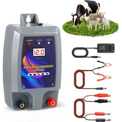 10KM Clôture électrique. 12V Electrificateur Cloture Electrique pour Bétail Animaux Élevage Ferme Électrique Contrôleur. Protection Parfaite pour Les Pâturages (1/4)