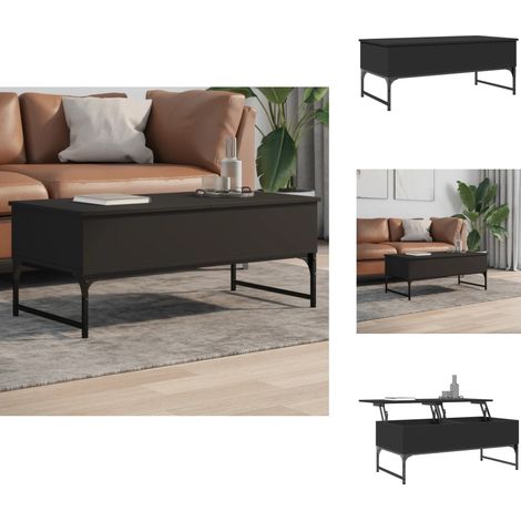 Table basse noir 100x50x40 cm bois d'ingénierie et métal - Table Basse - Meuble Salon - Table D'appoint - Table Design - Table Noire (1/5)