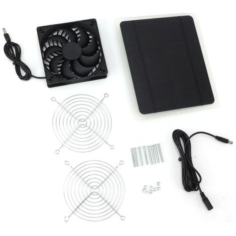 10W Solar Panel Fan Kit, Weatherproof, Wall Mounted, for Outdoor Use, Small Chicken Coops, Greenhouses, Sheds (1/5)