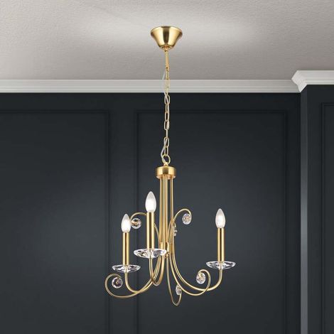 [GEBRAUCHT] B-Ware Orion Kronleuchter Deckenleuchte Ariane Kristall Lampe goldfarben 3-flammig 50cm (1/2)
