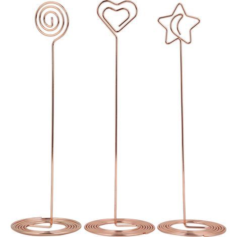 3 pièces porte-cartes mémos 220 mm en or rose, support pour photos, notes et numéros de table, organisateur de bureau (1/5)