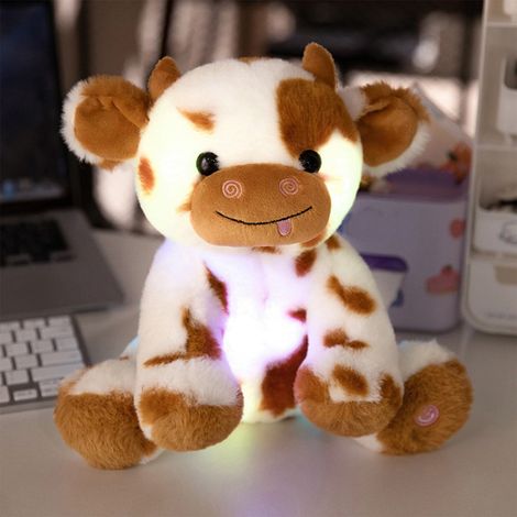 Vache En Peluche Lumineuse - Jouet En Peluche Douce Avec Éclairage - Compagnon De Nuit Pour Enfants - Décoration De Chambre - 20x20x15 Cm - 1 Pièce