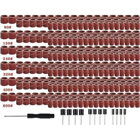 Kit de ponceuse à tambour 337 pièces avec mandrin tige 1/8 pour outils rotatifs Dremel grain 80/120/240/320/400/600 - (1/5)