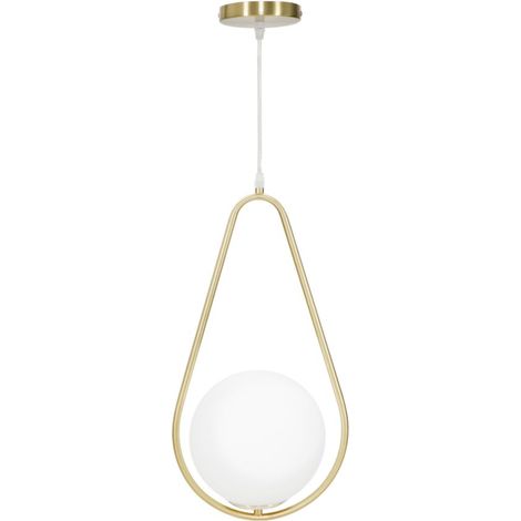 Lampadario Glamy Drop 24x20x46 cm in Ferro e Vetro Oro e Bianco (1/5)