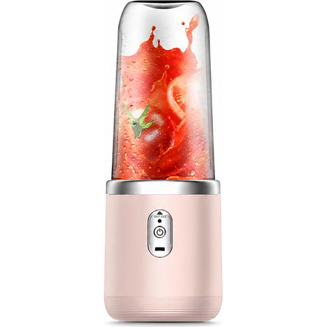 Blender Portable Rechargeable avec Gobelet et Couvercle, Rose, pour Smoothies et Jus (1/5)