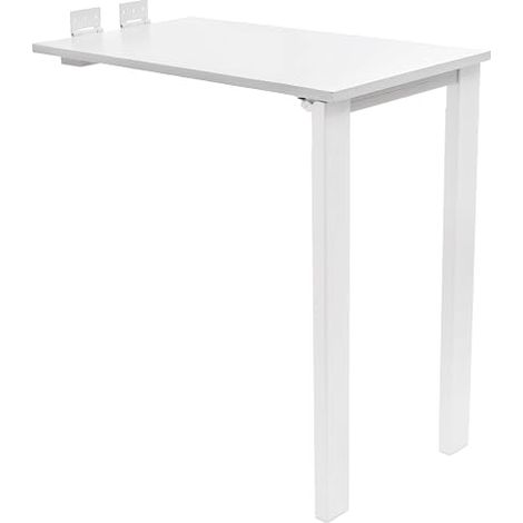 Table à manger pliante murale - Table de cuisine pliante - Peu encombrante - Charge maximale : 60 kg - Pour salle à manger, chambre à coucher, bureau, etc - Blanc (1/5)