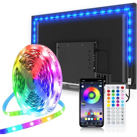 Ruban LED 5M, Bande LED Lumière Auto-adhésif avec Télécommande et App (1/5)