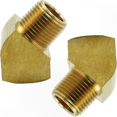Raccord de tuyau en laiton, coude 45° mâle-femelle, 1/8" NPT, lot de 2, raccord de plomberie incliné, connecteur fileté robuste, angle 45 degrés pour espace restreint, paire d'accessoires de tuyauteri (1/5)