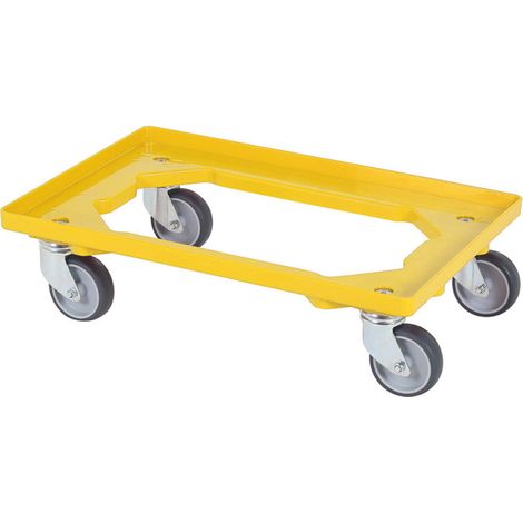 Chariot transport - Plastique - 250kg - 600x400x87mm - Jaune - TR - Saro