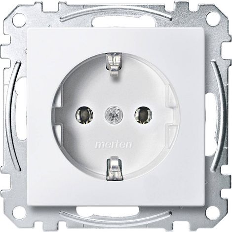 MERTEN MEG2301-0619 PRISES 2P + T STANDARD ALLEMAND,  CONNEXION RAPIDE , BLANC MAT, SYSTEM M (1/2)