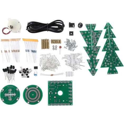 Elektronischer Weihnachtsbaum mit bunten LEDs, automatischer Drehung und Musik – Bausatz zum Selberbauen und Lernen