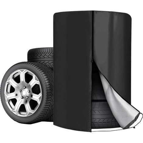 Autoreifenabdeckungen, 85 x 120 cm Autoreifentasche, Universal-Reifenabdeckung für 4 Reifen, wasserdichte Autoreifenschutzhülle, Reifenaufbewahrungstasche, für 4 Reifen (Schwarz) (1/5)