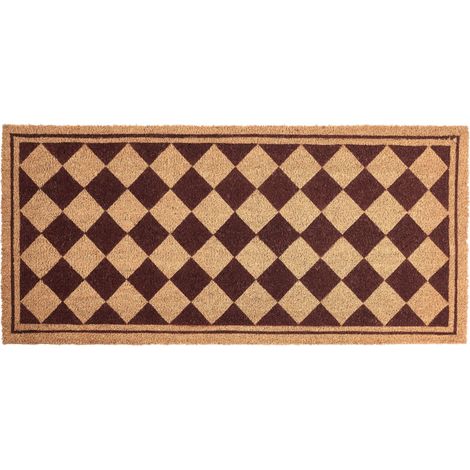 Doormat Beige and Red Coir with Anti-Slip Bottom 55 x 120 cm Anti Slip Decoration Diamond Pattern Welcome Mat CARDONA (1/5)